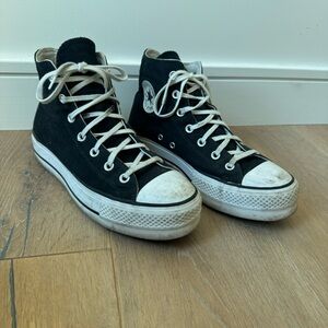 Platform canvas black converse high top